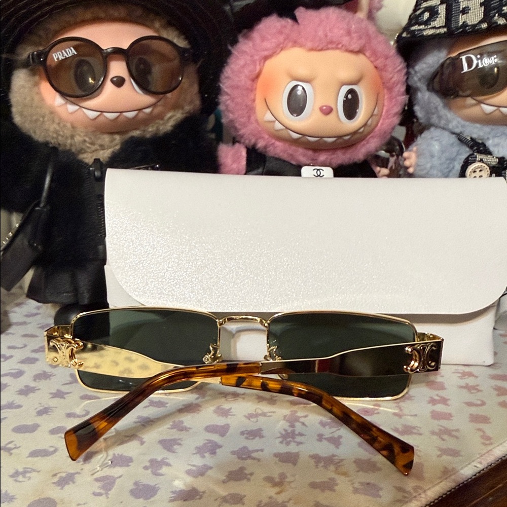 Gold Sunglasses with Green Lenses